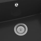 Kitchen Sink with Overflow Hole Black Granite - Rear View