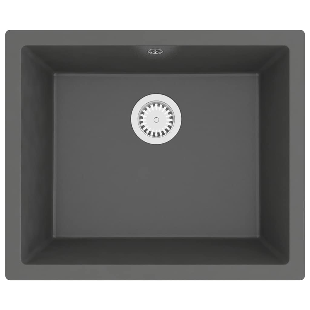 Kitchen Sink with Overflow Hole Grey Granite