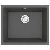Kitchen Sink with Overflow Hole Grey Granite - Front View