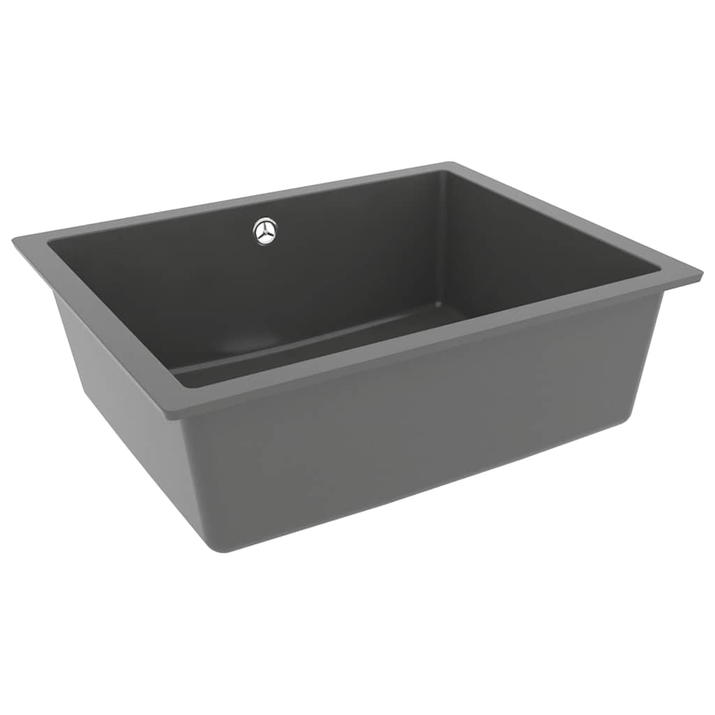Kitchen Sink with Overflow Hole Grey Granite