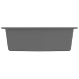 Kitchen Sink with Overflow Hole Grey Granite - Top-Down View