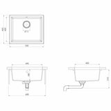 Kitchen Sink with Overflow Hole Grey Granite