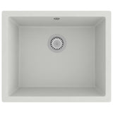 Kitchen Sink with Overflow Hole White Granite - Front View