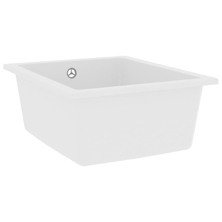 Kitchen Sink with Overflow Hole White Granite