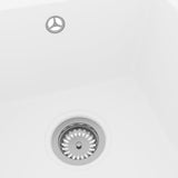 Kitchen Sink with Overflow Hole White Granite - Rear View