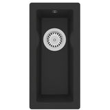 Kitchen Sink with Overflow Hole Black Granite - Front View