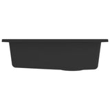 Kitchen Sink with Overflow Hole Black Granite - Top-Down View