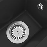 Kitchen Sink with Overflow Hole Black Granite - Rear View