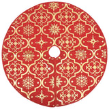 Luxury Christmas Tree Skirt with Sock Red 122 cm Fabric - Side View