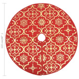 Luxury Christmas Tree Skirt with Sock Red 122 cm Fabric - Low Angle