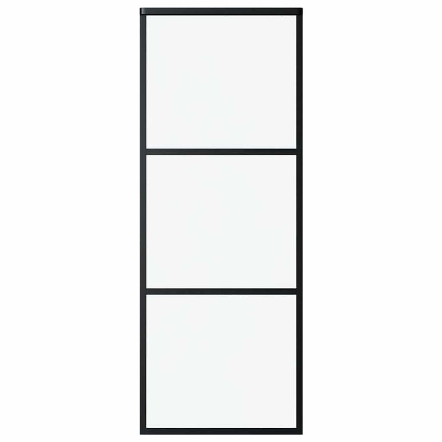 Sliding Door 3-Panel ESG Glass and Aluminium 76x205 cm Black