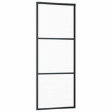 Sliding Door 3-Panel ESG Glass and Aluminium 76x205 cm Black