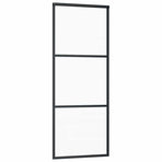 Sliding Door 3-Panel ESG Glass and Aluminium 76x205 cm Black