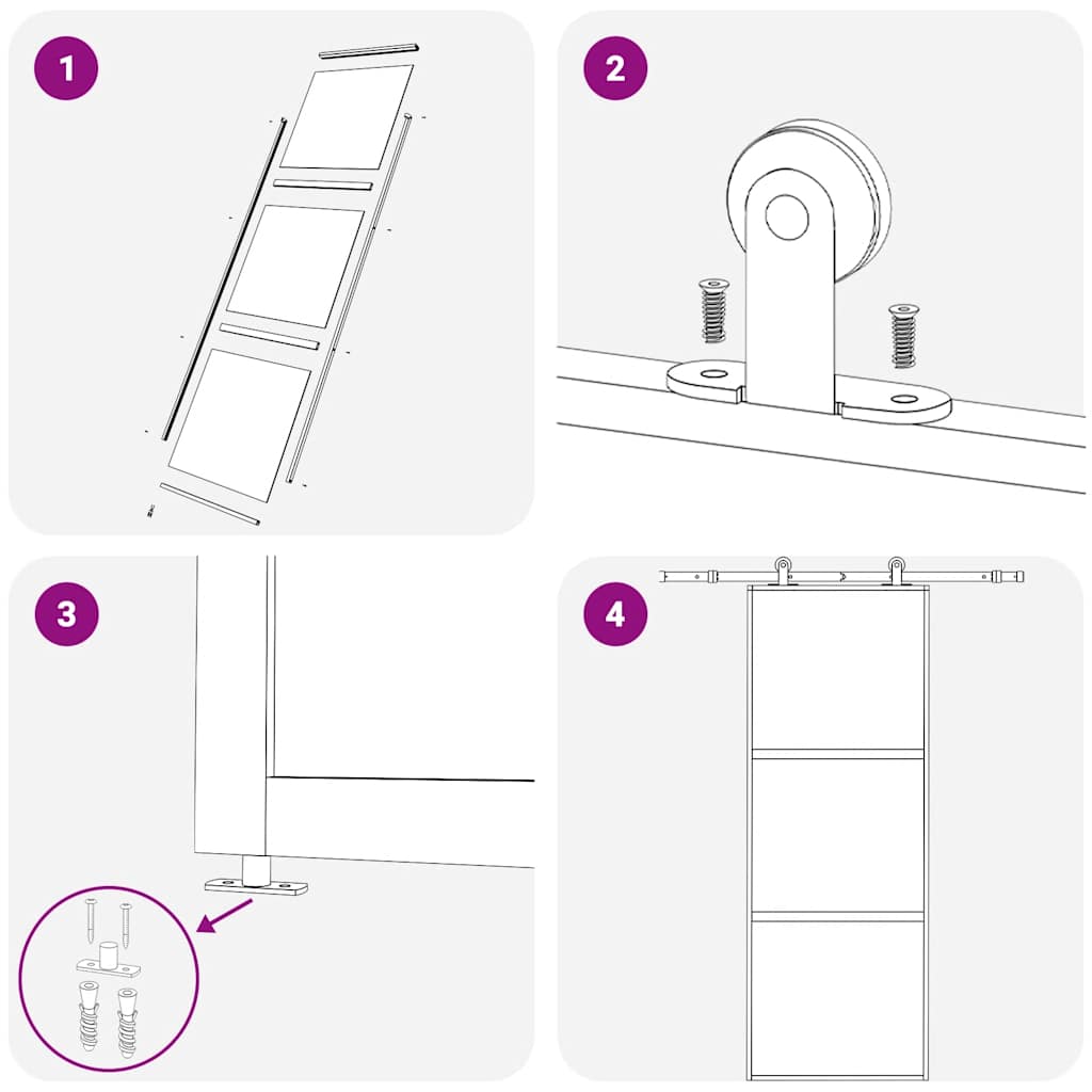 Sliding Door 3-Panel ESG Glass and Aluminium 76x205 cm Black