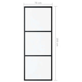 Sliding Door 3-Panel ESG Glass and Aluminium 76x205 cm Black - Rear View