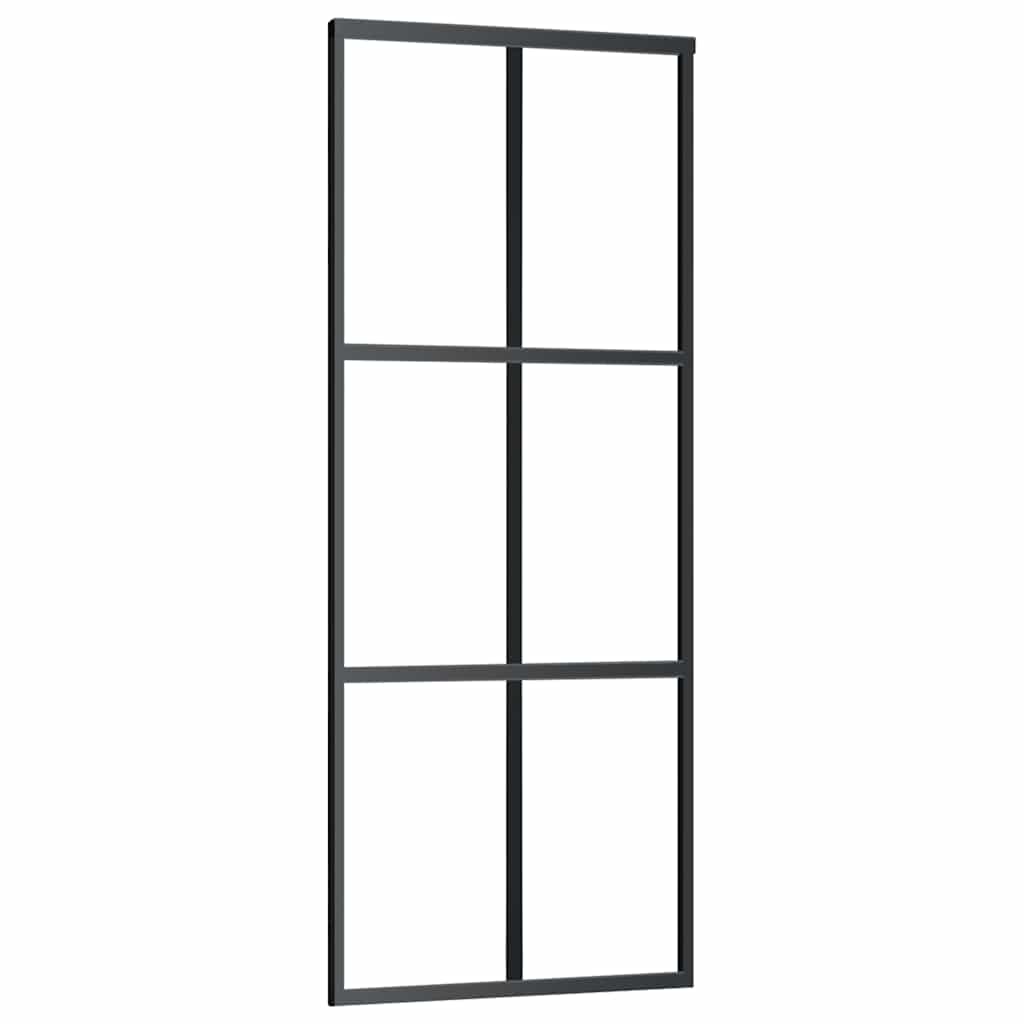 Sliding Door ESG Glass and Aluminium 76x205 cm Black