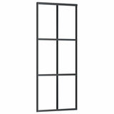 Sliding Door ESG Glass and Aluminium 76x205 cm Black
