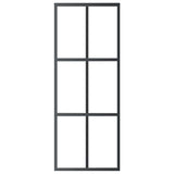 Sliding Door ESG Glass and Aluminium 76x205 cm Black