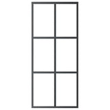 Sliding Door ESG Glass and Aluminium 90x205 cm Black - Side View