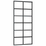 Sliding Door ESG Glass and Aluminium 90x205 cm Black - Front View
