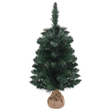 Artificial Pre-lit Christmas Tree with Stands Green 90 cm PVC - Front View