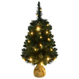 Artificial Pre-lit Christmas Tree with Stands Green 90 cm PVC - Side View