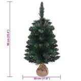 Artificial Pre-lit Christmas Tree with Stands Green 90 cm PVC - Low Angle