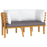 2-Seater Garden Sofa with Cushions Solid Acacia Wood - Front View