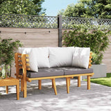 2-Seater Garden Sofa with Cushions Solid Acacia Wood - Side View