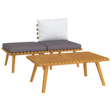 3 Piece Garden Lounge Set with Cushions Solid Acacia Wood - Front View