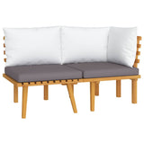 2 Piece Garden Lounge Set with Cushions Solid Acacia Wood - Front View
