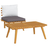 2 Piece Garden Lounge Set with Cushions Solid Acacia Wood - Front View