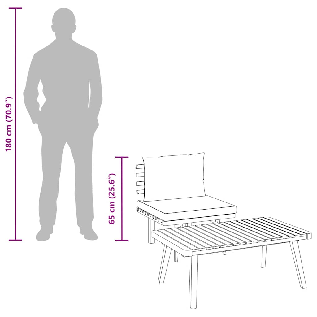 2 Piece Garden Lounge Set with Cushions Solid Acacia Wood