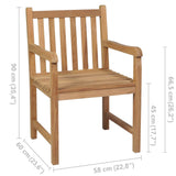 Outdoor Chairs 4 pcs Solid Teak Wood - 45-Degree Angle