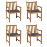 Garden Chairs 4 pcs with Anthracite Cushions Solid Teak Wood