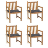 Garden Chairs 4 pcs with Anthracite Cushions Solid Teak Wood