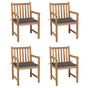 Garden Chairs 4 pcs with Anthracite Cushions Solid Teak Wood