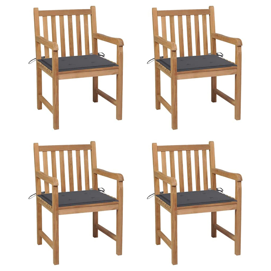 Garden Chairs 4 pcs with Anthracite Cushions Solid Teak Wood