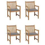 Garden Chairs 4 pcs with Grey Cushions Solid Teak Wood