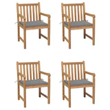Garden Chairs 4 pcs with Grey Cushions Solid Teak Wood