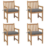 Garden Chairs 4 pcs with Grey Cushions Solid Teak Wood