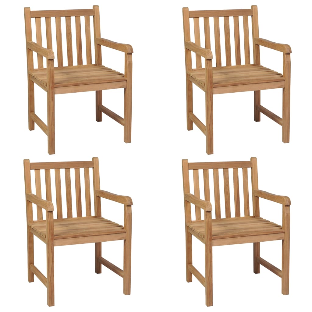Garden Chairs 4 pcs with Grey Cushions Solid Teak Wood