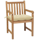 Garden Chairs 4 pcs with Cream White Cushions Solid Teak Wood - Side View