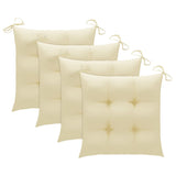 Garden Chairs 4 pcs with Cream White Cushions Solid Teak Wood - Close-Up Angle