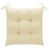 Garden Chairs 4 pcs with Cream White Cushions Solid Teak Wood
