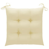 Garden Chairs 4 pcs with Cream White Cushions Solid Teak Wood - Low Angle