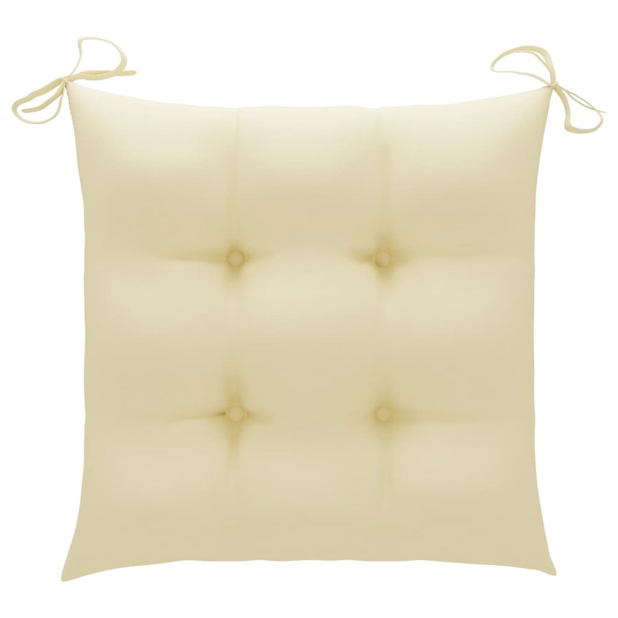 Garden Chairs 4 pcs with Cream White Cushions Solid Teak Wood