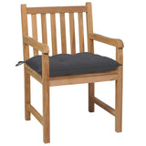 Garden Chairs 6 pcs with Anthracite Cushions Solid Teak Wood - Side View