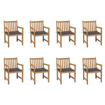 Garden Chairs 8 pcs with Anthracite Cushions Solid Teak Wood