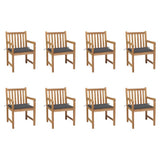 Garden Chairs 8 pcs with Anthracite Cushions Solid Teak Wood